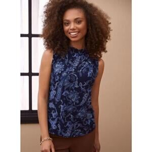 Laura Petites | Women | Blouse | Sleeveless | Paisley Blue| Size small
